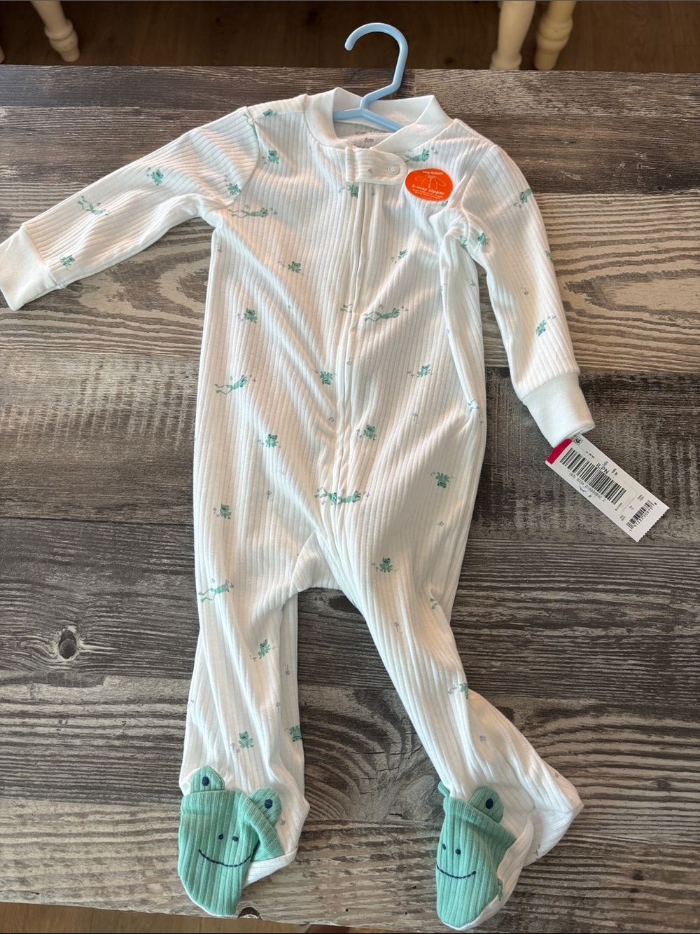 Carter's Footed Pajamas with Mint Green Frog Print